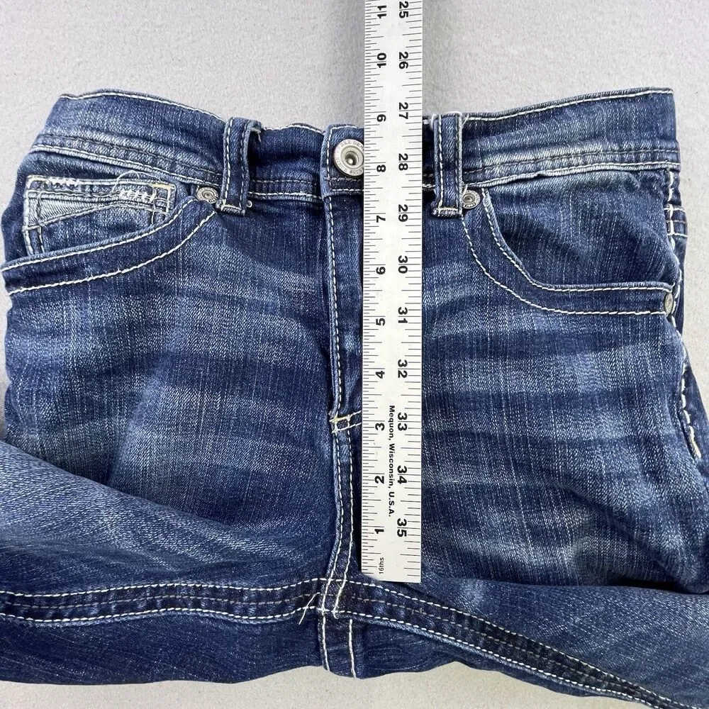 BKE Conner Bootcut Jeans Youth Size 14 Blue Denim Embroidered Whiskering